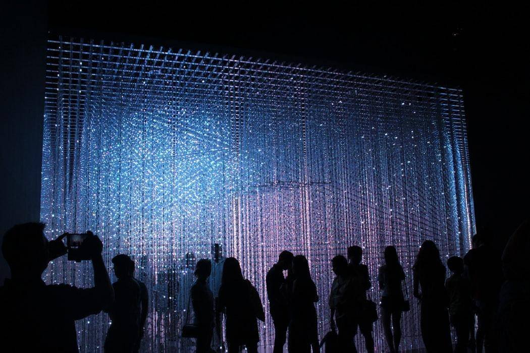 People in an exhibition in Shanghai China.